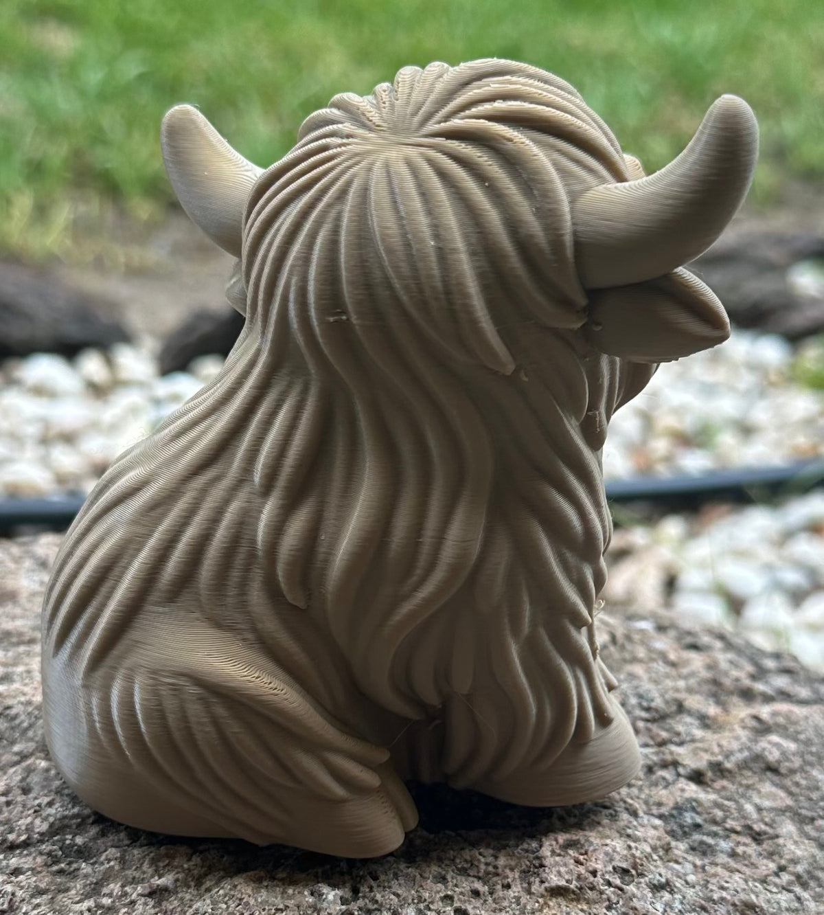 Brown 3D printed highland cow figure medium